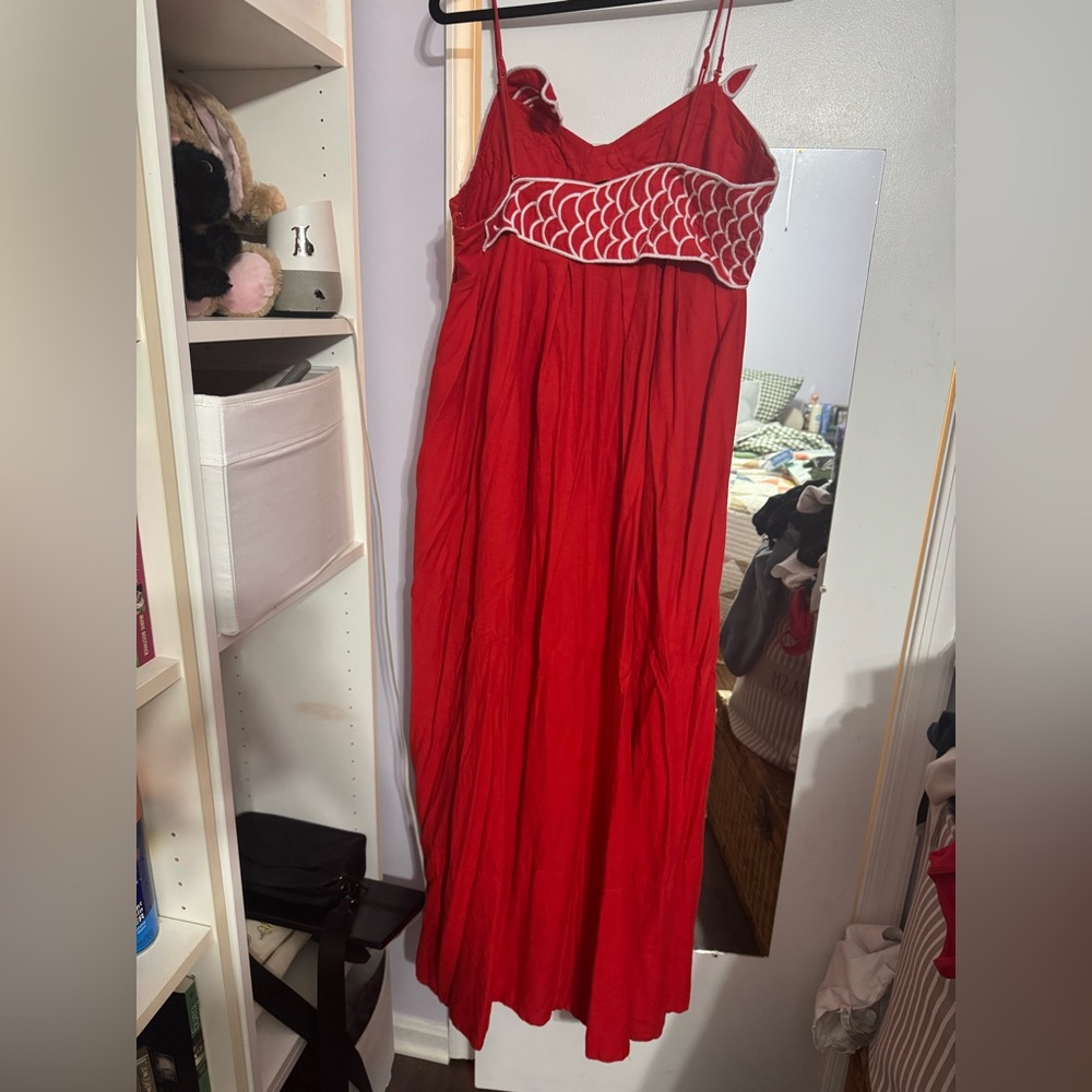 FARM Rio Coral Red Koi Fish Top Maxi Dress - Picture 6 of 8
